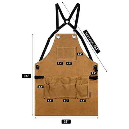 Woodworking Apron for Men Canvas Work Shop Aprons Waterproof with Tool Pockets for Woodworkers Carpenters