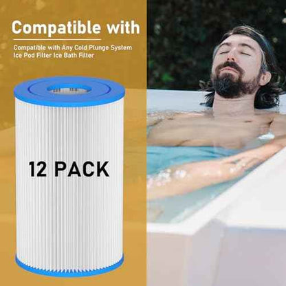 Cold Plunge Filter 20 Micron 5" x 2.5" Water Filter Replacement Cartridge Compatible with Any Cold Plunge System Ice Pod Ice Bath Filter (12-Pack)