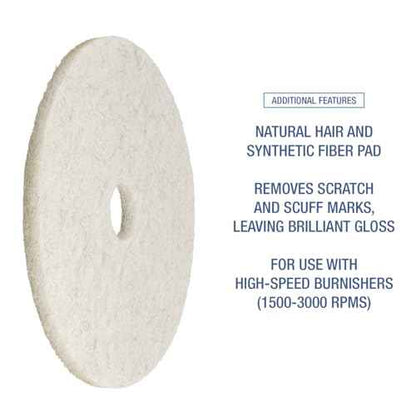 Boardwalk BWK4019NAT 19 in. Diameter Burnishing Floor Pads - Natural White (5/Carton)