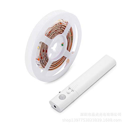 OriFiil LED Strip with Motion Sensor, 150 cm LED Strip Cabinet Lighting, Battery Operated Night Light, 3000 K Warm White Strip for Children's Room, Bedroom, Kitchen, Orientation Light