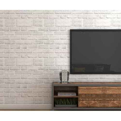 Brick Wallpaper Peel and Stick Wallpaper 17.7''x197'' Faux 3D Brick Contact Paper for Cabinets White Self Adhesive Removable Brick Wall Paper for Bedroom Waterproof Wallpapers for Walls