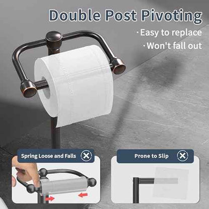 Toilet Paper Holder Stand, Post Pivoting Design Free Standing Toilet Paper Holder, SUS304 Stainless Steel Toilet Paper Roll Holder, Heavy Stable Base (Oil Rubbed Bronze)