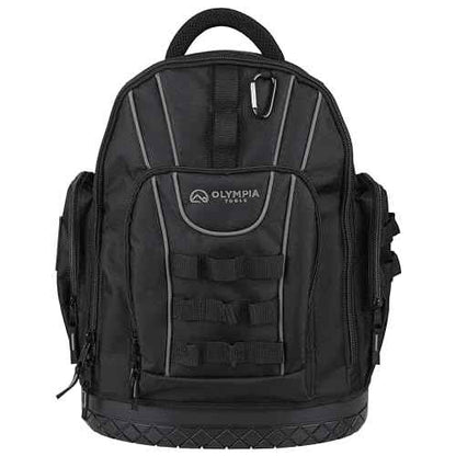 Olympia Tools 17.5 In Tool Organizer Backpack, Heavy-Duty Tool Bag Backpack with Padded Shoulder, Back, and Waist Straps