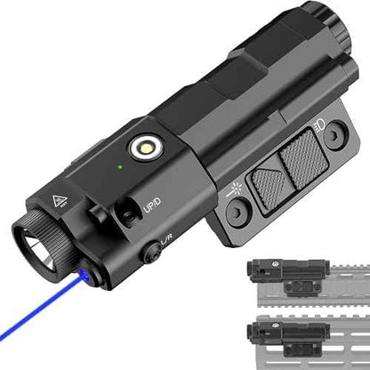 TOUGHSOUL Max 1600 Lumen Rechargeable Red Blue IR Laser Flashlight for AR Rifle - 2 in 1 Picatinny Flashlight and Blue Laser Sight Combo