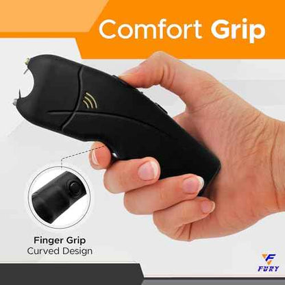 FURY Cyclone Stun Gun with Flashlight, Personal Alarm, Comfort Grip, Rechargeable, Wall Charging, Synthetic Leather Case, Easy Belt Attachment ? Self-Defense for Daily Carry