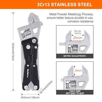 NexTool W4 Adjustable Ratchet Wrench Multitool, 11-IN-1 Foldable EDC Tool with Pliers, Knife, Saw and Screwdriver, Multi Tool for Camping, DIY, and Gifts for Him