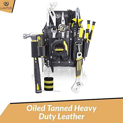 LAUTUS Oiled Tanned Heavy Duty Tool Belt/Pouch/Bag, Framer, Carpenter, Construction, Framers, Handyman, Electrician