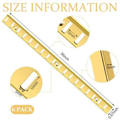 6 Pcs 36 Inch Shelf Pilaster metal Mortise Mount Pilaster Strip Adjustable Shelf Standards for Wall Shelving System Closet Organization Storage (Brass)