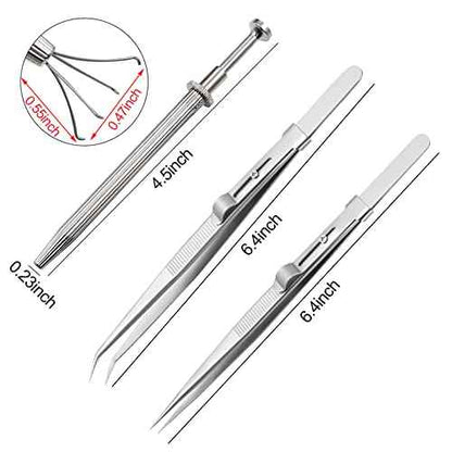 3 Pack Diamond Holder Pick Up Tool - Stainless Steel Tweezers with Diamond Claw and Stone Jewelry Grabber