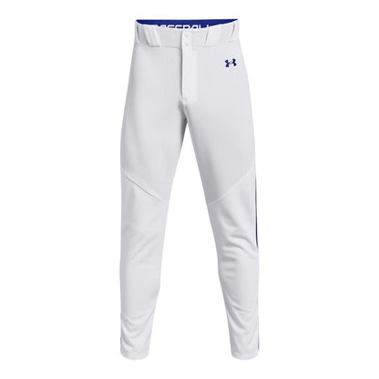 Under Armour Men's Utility Baseball Straight Leg Pant Pipe 22, (101) White/Royal/Royal, Medium