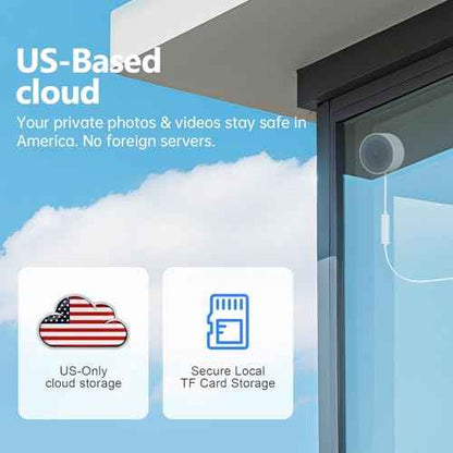 Window Camera, 2K 2.4G WIFI Indoor Cameras for Home Security with Starlight Night Vision, AI Smart Detection, 911 Emergency Dispatch, US Based Cloud,2 Way Talk, 24/7 Recording, Easy & Quick Install