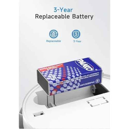 Smoke Detector, ?Lecoolife, ?9V Battery Operated Smoke Alarm with LED Indicator, Silence Button, Battery Powered, White, 4 Pack