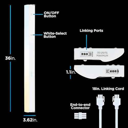 Enbrighten 36 inch Hardwired Under Cabinet Lights, 2385 Lumens, Five White Settings from (2700K-6500K), Full Range Dimmable, Under Counter Light, Linkable Under Counter Lights for Kitchen 82923-T1
