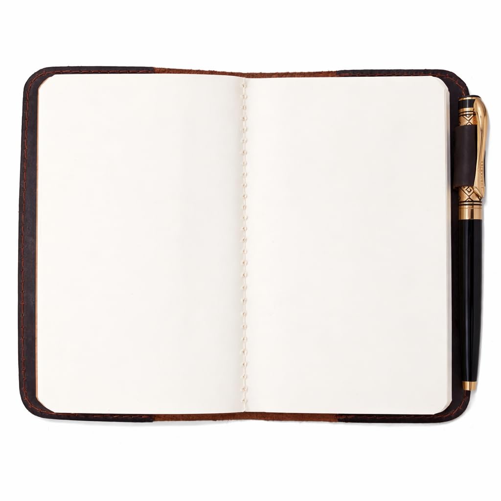 PavinCrafter Handmade Leather A6 Notebook Cover Compatible for Leuchtturm 3.6 x 5.9 in, Refillable Travel Journal Case for Men & Women, Compatible with Moleskine Hobonichi Pocket Planner (Dark Brown)
