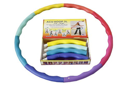 Weighted Hula Hoop, ACU Hoop 3L - 3.3 lb Large, Weight Loss Fitness Workout Sports Hoop with ridges. (Rainbow Colors)