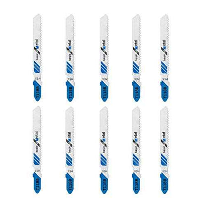 TAROSE 10-Piece T118B 3 Inch 12 TPI Assorted T-Shank Jig Saw Blades Set for Cutting Metal