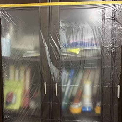 LLPT Tape and Drape 25.6¡±(Unfolded) x 66 Ft Each 2 Pack Pre-Taped Masking Film 0.27 Mil Painters Plastic Drop Cloth for Auto Wall Furniture Painting Protection (MFT652)