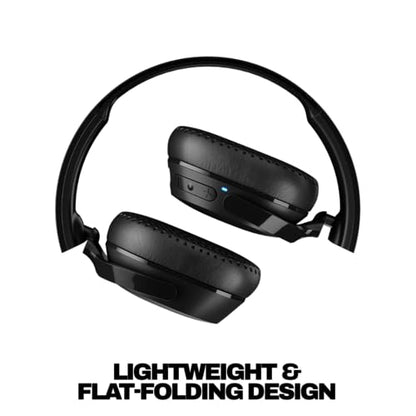 Skullcandy Riff Wireless 2 On-Ear Bluetooth Headphones, Up to 34 Hrs Battery, Foldable Lightweight Design, Convenient for Travel with Included 3.5mm AUX Cable, Microphone for iPhone Android - Black