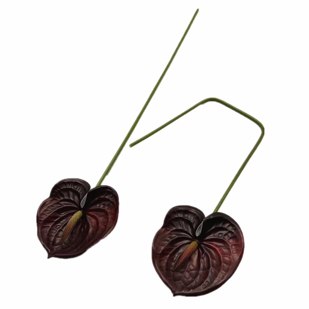 forestmistry 8pcs Burgundy Anthurium Artificial Flowers Lifelike Fake Flowers 5.5" Head for Table Centerpieces Bridal Wedding Festival Christmas Hotel Home Floral Decor (Burgundy)