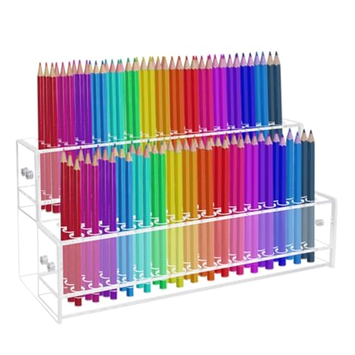 96-Slots Acrylic Pen Holder,2-Tier Pen Display Stand for Craft Shows,12mm Beadable Pens Stand Paint Brush Holder Pencil Organizer Makeup Brush Rack Art Brush Organizer for Office Desk School Supplies