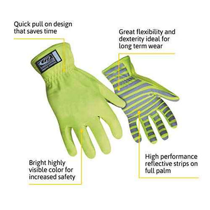 Ansell Ringers Gloves TrafficR-307 Reflective Gloves for Traffic Control, High Visibility, Green, Medium (307-09)