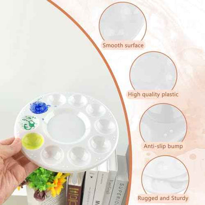 20 Pack Paint Tray Palettes for Kids, Plastic White Palettes for Students, Paint Holder, Paint Supplies