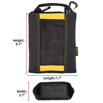 MELOTOUGH Fastener Bag Small Zip Tool Pouch Canvas Utility Zipper Tool Bag with Heavy Duty Mesh Window,Carabiner Clip (4 pack)