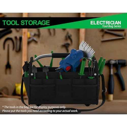 16 Inch Tool Bag, Open Top Tool Tote with Strap,Waterproof Tools Bag for Electrician, Garden, Maintenance Tools