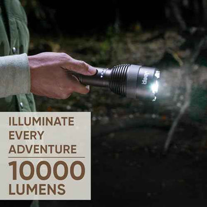 Energizer Jeep HL-10000 Flashlight Recharegeable, Ultra Bright 10,000 Lumens Tactical Flashlight, IPX4 Water-Resistant, USB-C Cable Included
