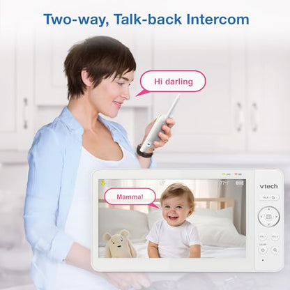 VTech [2025 Upgrade] Baby Monitor with 7" IPS Screen, Pan Tilt Zoom Camera, No WiFi Video Baby Monitor with Camera and Audio, Multi-Color Night Light, 2-Way Talk, Lullabies, Advanced HQ Max