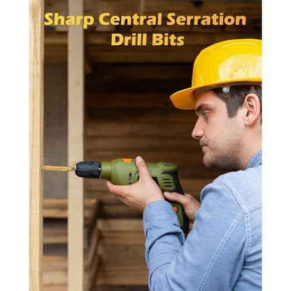 6 Pack Titanium Coated HSS Twist Drill Bit, 3-8mm Hex Shank Serrated Cutting Drill Bit Woodworking Tools for Wood Metal Plastic Hole