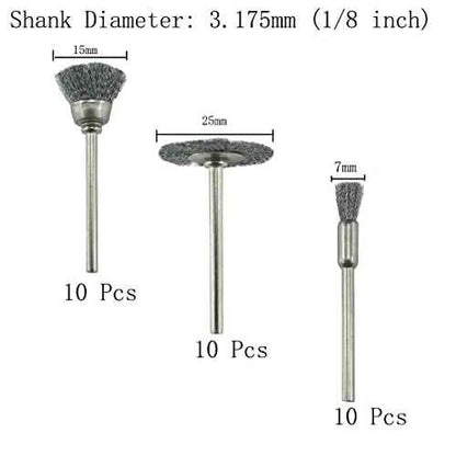 ?????????????? 30 Pcs Wire Brush Wheel, 1/8 Inch Shank Coarse Crimped Steel Wire Brushes Kits for Dremel Rotary Tool (Silver)
