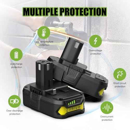 Powilling 2Packs 4.0Ah Battery Replacement for Ryobi 18V Battery, P100 P102 Compatible with Ryobi 18 Volt Cordless Power Tools PCL525B PCL515B