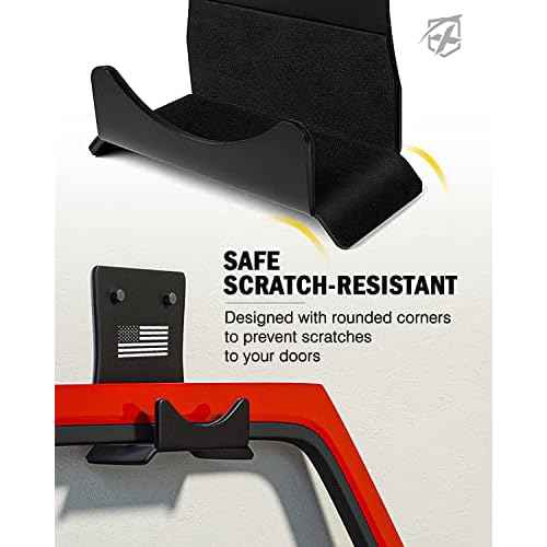 Xprite Door Storage Hangers with US Flag Pattern & Rubber Lining, 4 PCS Removable Wall Mounted Door Storage Holder Hooks Compatible with 1956-2024 Jeep Wrangler CJ YJ TJ LJ JK JKU JL JLU Gladiator JT