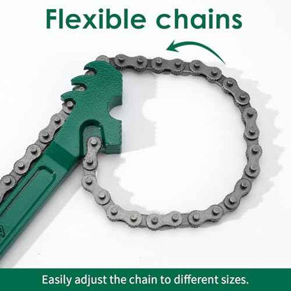 3 Pcs Heavy Duty Chain Wrench Set, 9" 12" 16" Adjustable Steel Oil Filter Wrench for Pipe Fittings Car Repair Shower Head Valve (Fits 1.5-8in Dia. Pipe)