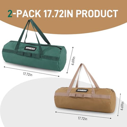 18 in Tool Bag Organizer 2 Pack,Wide Mouth Zipper Tool Storage Bag,Large Capacity Tool Bags for Men,Suitable for Tool storage, camping, DIY projects, Green&Khaki