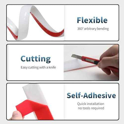 Flexible Quarter Round Molding, Peel and Stick Rubber Quarter Round Trim White