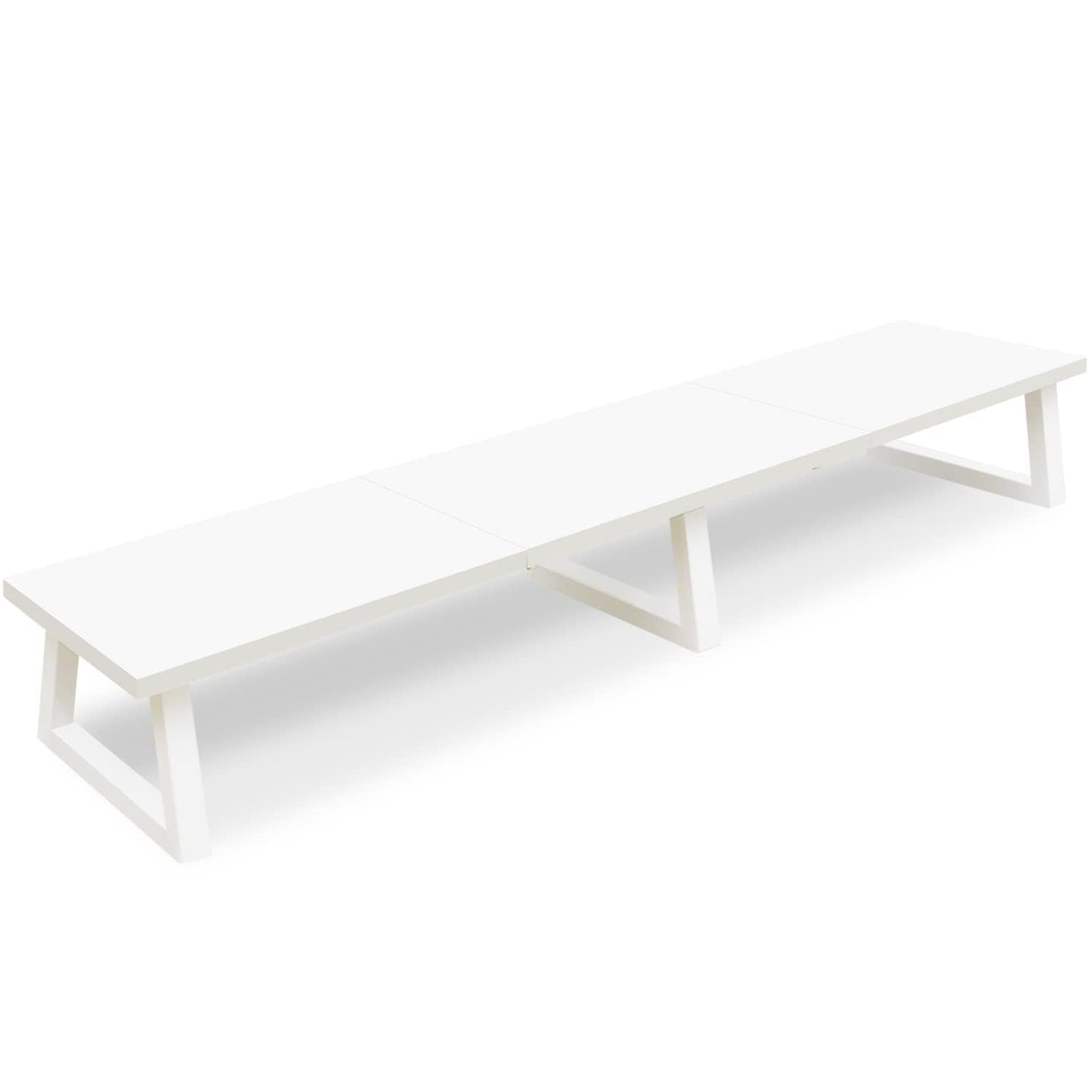 TEAMIX White Dual Monitor Riser for 2 Monitors-42inch, Wood Desktop Dual Stand with Metal Legs, Long Screen/PC/Laptop Storage,Computer Shelf TV Holder Home Office
