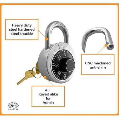 Combination Padlock with Key, 2 Pack 2 Keyed Alike Matching Key, Combination Locker Lock for Toolbox, School and Gym Locker, Employee and Case, Black