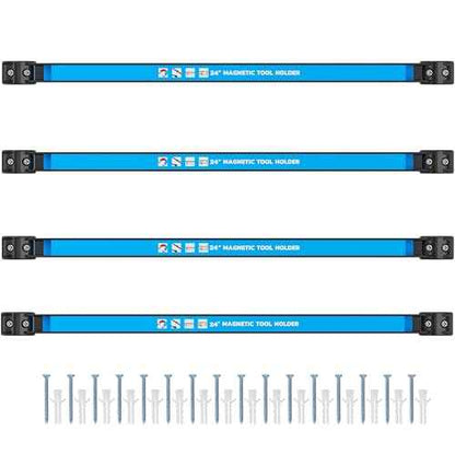 GREBSTK 24 IN Magnetic Tool Holder Strip Heavy Duty Magnetic Tool Bar Metal Tool Organizer Rack with Mounting Screws, 4PCS