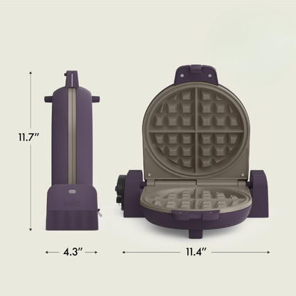 bella Flip-n-Store Waffle Maker with EverGood™ Ceramic Nonstick Coating, Fits-anywhere™ Kitchenware, Power Indicator Light, Cool Touch Handle & Cord Wrap, 7” Wide & 1" Deep Plates, 1000 Watt, Oatmilk