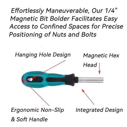 Bit Driver Handle,2 Pieces 1/4 inch Bit Driver Magnetic Screwdriver Bit Holder,6.35mm Hex Bit Holder Extension,190mm and 110mm Long with Non-slip Handle Nut Driver, Green