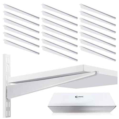 20 Pcs Adjustable Shelf Brackets for Double Track System Closet Organization Heavy Duty Wire Shelf Brackets(White,11.5 Inch)