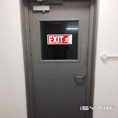 iSYFIX Exit Signs Stickers ? 3 Pack 10x4 Inch ? Premium Self-Adhesive Vinyl, Laminated for Ultimate UV, Weather, Scratch, Water and Fade Resistance, for Office, Buildings, Workplace, Indoor & Outdoor