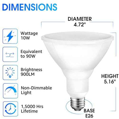 Energetic PAR38 Outdoor LED Flood Light Bulb, 3000K Warm White, 90 Watt Equivalent, Wet Rated, 900LM, E26 Base, Non-Dimmable,12 Pack