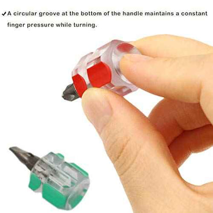 Sewing Machine Screwdriver Mini Stubby Screwdriver Set - Ultra Short Pocket Screwdrivers for Narrow Spaces, 4 Pieces with Flat Head and Phillips Head