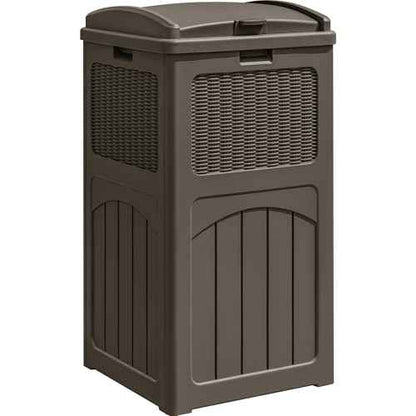 Greesum 33 Package Delivery Box for Outside, Waterproof Resin Garbage Bin with Lid for Hideaway, Deck, Patio, Dark Brown