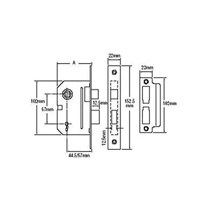 Yale Locks PM246PB25 Internal 2 Lever Mortice Sash Lock 67mm 2.5-inch - Polished Brass Finish