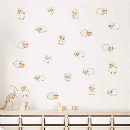 Cute Cartoon Sheep Wall Decals Sheep Wall Stickers Children's Baby Room Kindergarten Nursery Wall Decor Pegatinas para Pared
