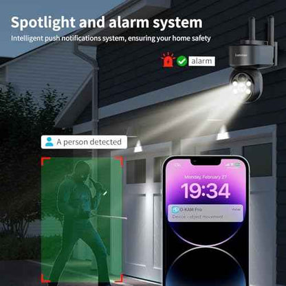 2K Solar Security Camera Wireless Outdoor,WiFi Cameras for Home Security Battery-Powered,Compatible with Alexa,360¡ÆPTZ Full Color Night Vision,PLR Alarm,2-Way Audio,Cloud/SD Storage